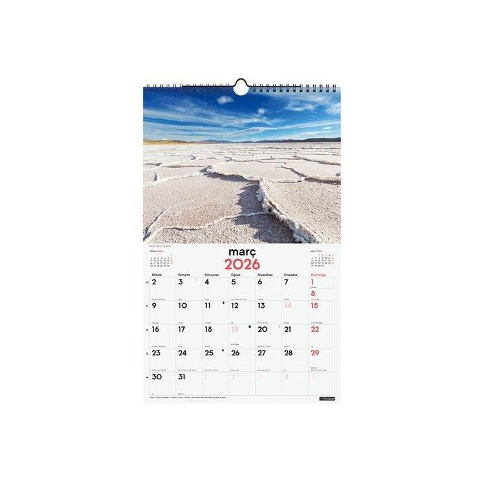 Calendari (2026) Catalan Finocam Paret Espiral Imatges Mensual Per Escriure 250X400 Naturalesa
