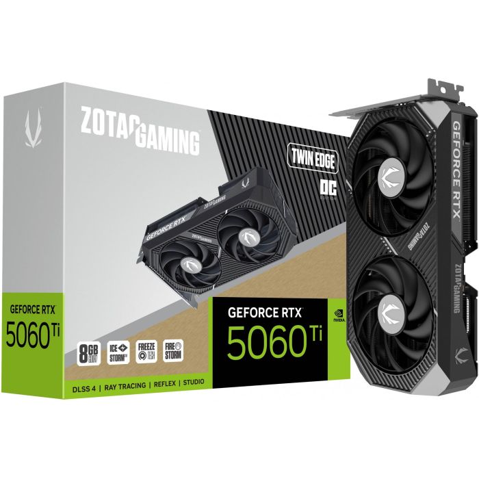 Zotac GeForce RTX 5060 Ti 8GB GDDR7 Twin Edge OC ZT-B50610H-10M - 128-bit, HDMI, 3xDP, 2 ventiladores 7