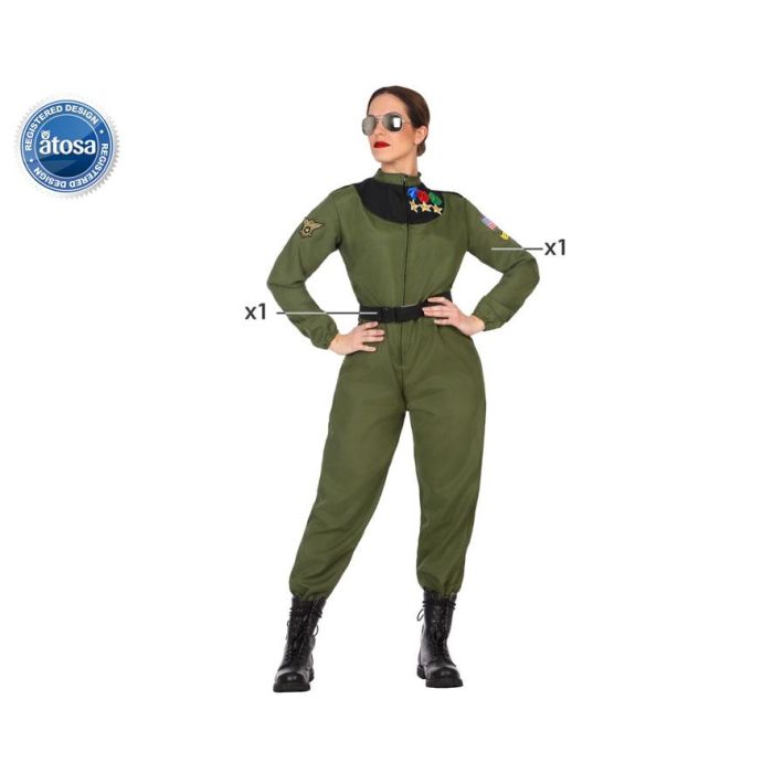 Disfraz de Piloto Mujer Adulto Verde XL - Temática Oficios