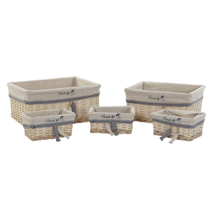 Cesta Mediterraneo DKD Home Decor Beige Azul 38 x 13 x 48 cm Set de 5