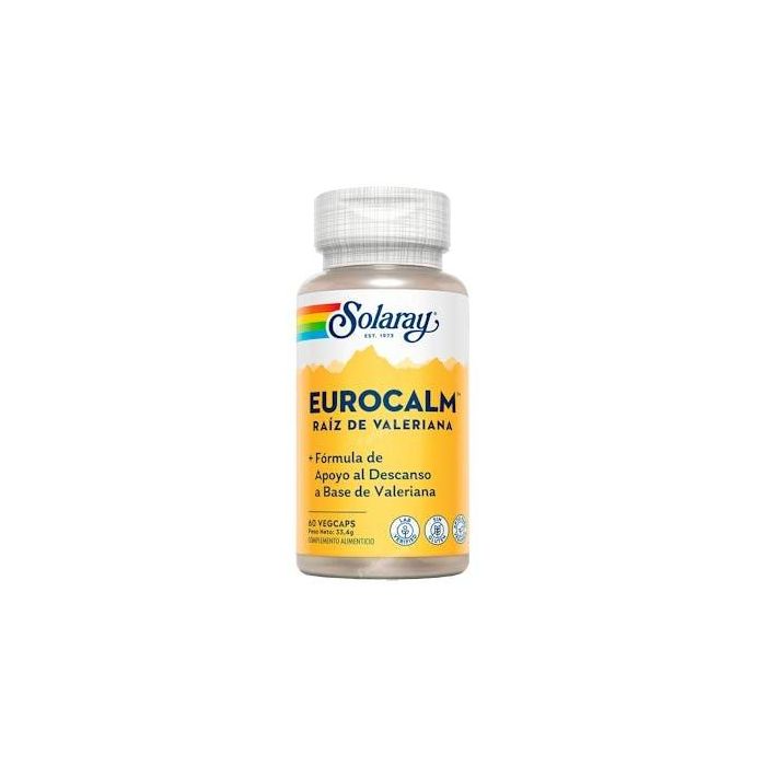 SOLARAY Eurocalm, Complemento Herbal para el Descanso con Valeriana y Pasiflora, 60 Cápsulas Veganas