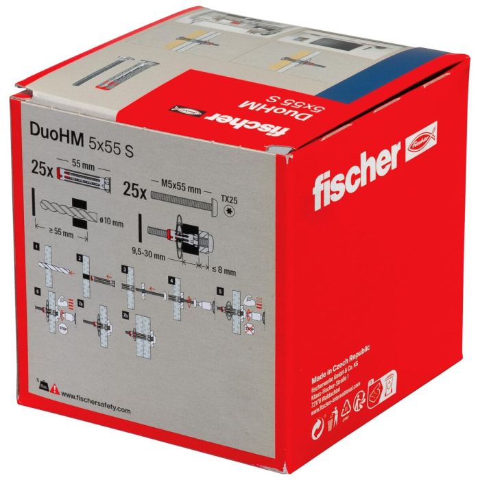Tacos y tornillos Fischer DUO HM Ø 10 x 55 mm (25 Unidades) 3 Tacos y tornillos Fischer DUO HM Ø 10 x 55 mm (25 Unidades) 3