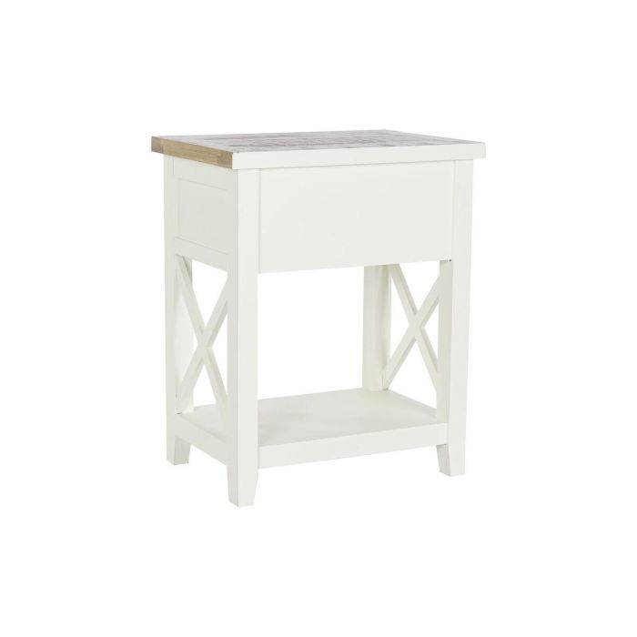 Mesita De Noche Tradicional DKD Home Decor Blanco Roto Natural 35 x 61.5 x 49.5 cm 1