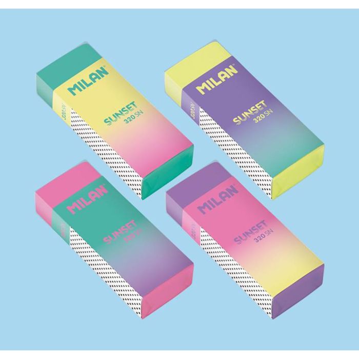 Milán Goma de borrar Nata 320 Edición Sunset, Blister 2 Unidades, Amarillo/Rosa 1