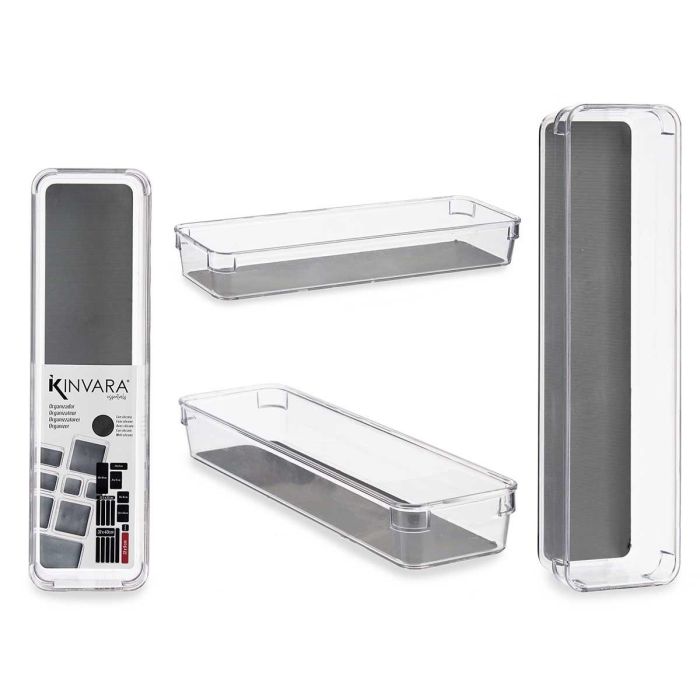 Kinvara Organizador con Antideslizante 32 cm, Plástico Reciclado, Gris/Transparente (24 Unidades) Kinvara Organizador con Antideslizante 32 cm, Plástico Reciclado, Gris/Transparente (24 Unidades)