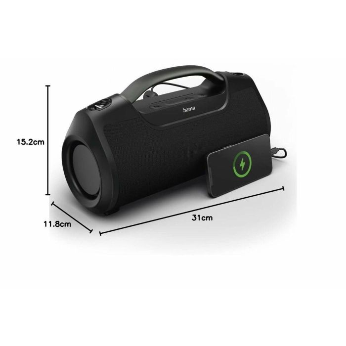 Hama Altavoz Soundbarrel Negro - Sonido Potente, Bluetooth 5.0, Resistente al Agua IPX6, Batería de 12h 1