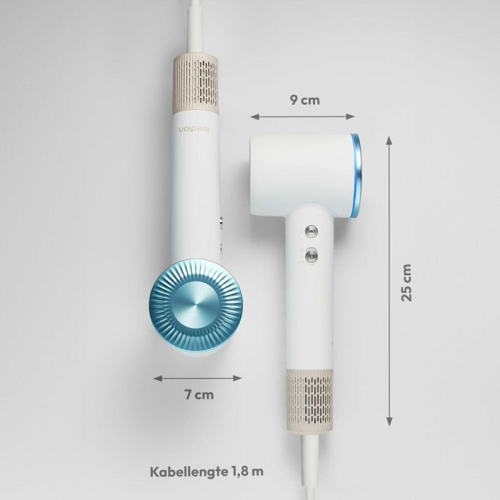 Medion MD19983 Secador de Pelo 1600W, 2 Velocidades, 85°C, Diseño LED Blanco 6
