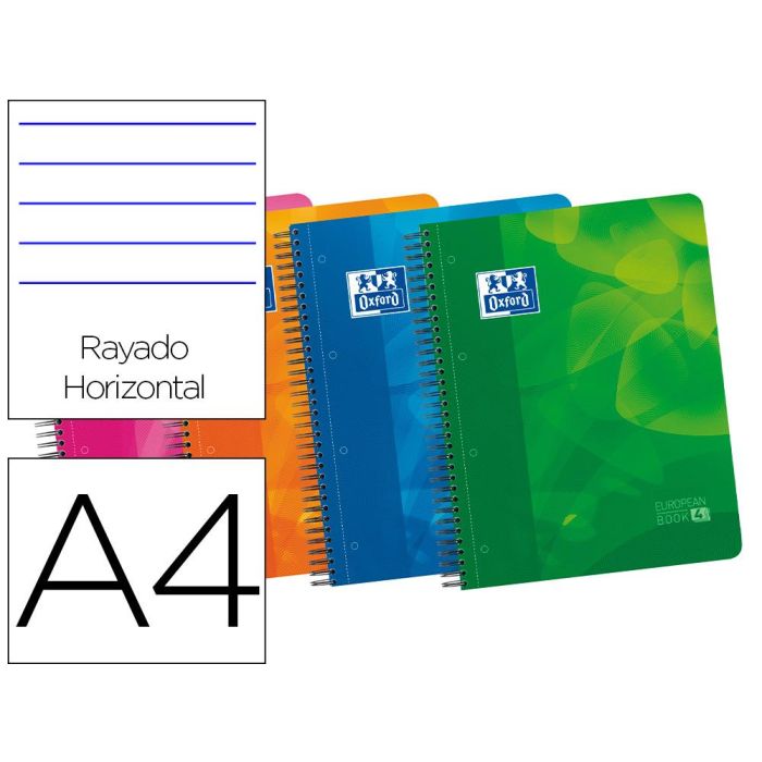 Oxford Cuaderno Lagoon Europeanbook 4 Microperforado 120H 50% Gratis A4+ 1 Línea 4 Sep. T-Plástico Pack 5 Ud C-Surtidos