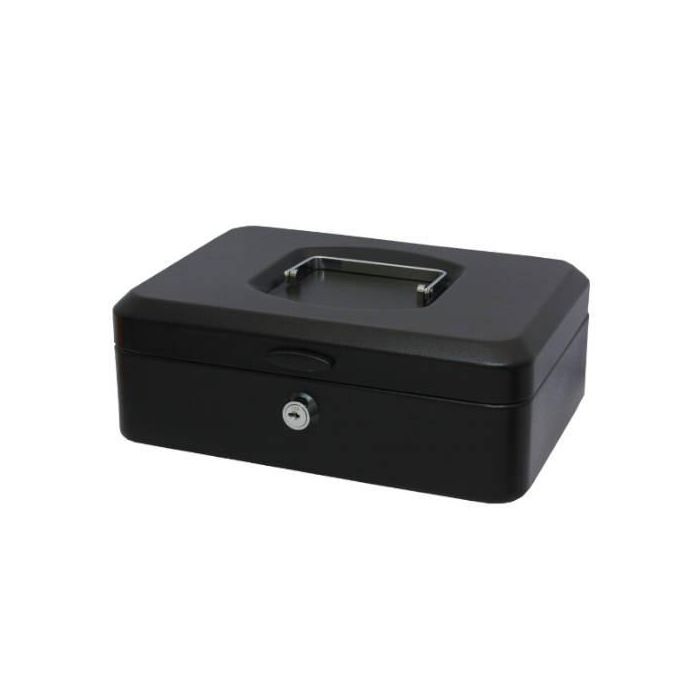 Bismark Caja de Caudales Metálica con Bandeja, Cierre con Llave, 25x9x17 cm, Negro, 318738