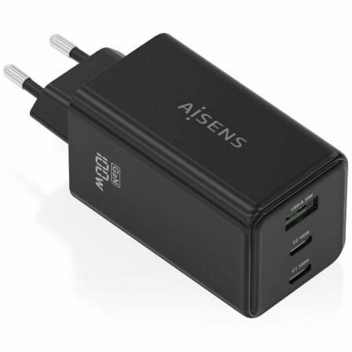 AISENS ASCH-100W3P052-BK Cargador GaN 100W 3 Puertos (2 USB-C, 1 USB-A) Carga Rápida Power Delivery Universal Negro 0 AISENS ASCH-100W3P052-BK Cargador GaN 100W 3 Puertos (2 USB-C, 1 USB-A) Carga Rápida Power Delivery Universal Negro 0