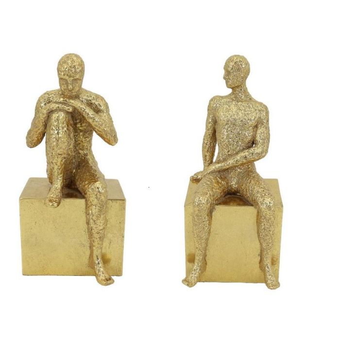 DKD Home Decor Figura Decorativa Moderna de Hombre en Resina Dorada, Surtidas, 11.7x21.5x10 cm (4 Unidades)