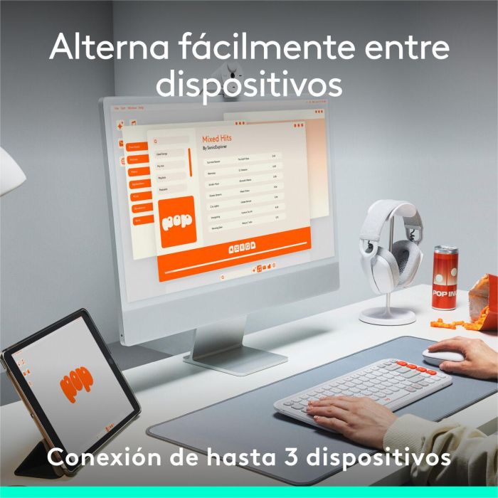 Logitech Teclado Inalámbrico Pop Keys Compacto, Multi-Dispositivo, Teclas Personalizables para Windows y Mac 25