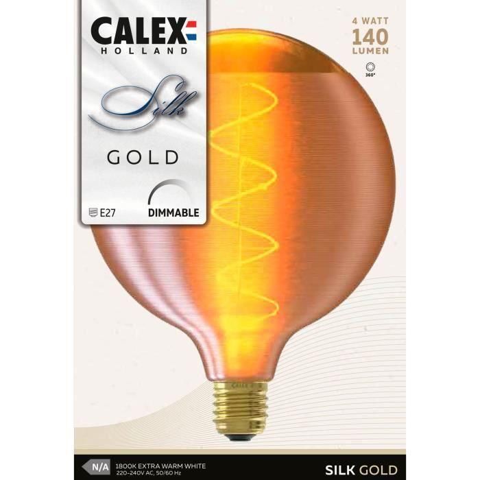 Bombilla Filamento Espiral Silk Globe G125 Oro 220-240V 4W 140lm 1800K E27 intensidad variable 4 Bombilla Filamento Espiral Silk Globe G125 Oro 220-240V 4W 140lm 1800K E27 intensidad variable 4