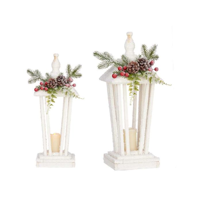 Krist+ Farol Decorativo de Madera y Plástico Blanco Nieve de 48 cm de Alto (16x16x48 cm) que Funciona con Pilas (4 Unidades) Krist+ Farol Decorativo de Madera y Plástico Blanco Nieve de 48 cm de Alto (16x16x48 cm) que Funciona con Pilas (4 Unidades)