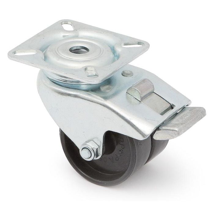 TENTE Rueda Giratoria Crona Aro Doble Ø50mm Poliamida Zincada Con Freno para Aplicaciones Industriales y Comerciales
