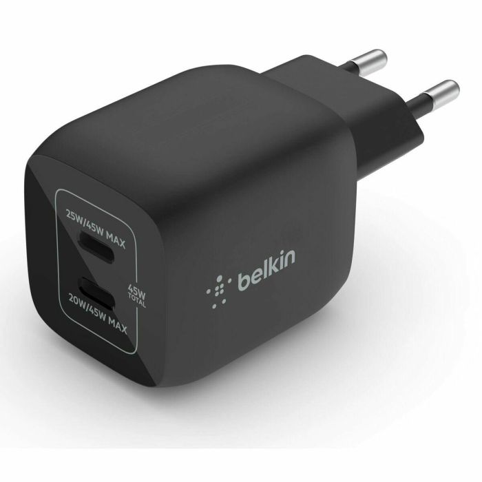Belkin WCH011VFBK Cargador Pared USB-C GaN 45W Doble Puerto Negro para Carga Rápida de Móviles y Tablets 1 Belkin WCH011VFBK Cargador Pared USB-C GaN 45W Doble Puerto Negro para Carga Rápida de Móviles y Tablets 1