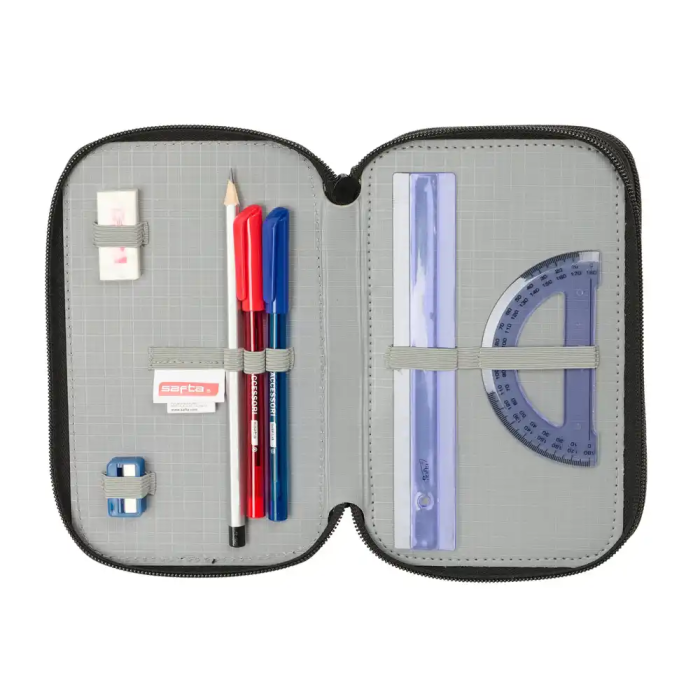 Plumier Triple Safta Urban style Azul Gris 12,5 x 19,5 x 5,5 cm 37 Piezas 3