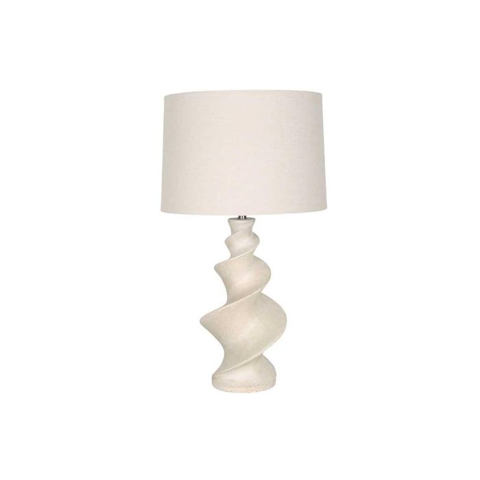 DKD Home Decor Lámpara Sobremesa Urban Blanco Crudo Resina Lino 38x38x67 cm Plafón Poliester E27 50W Bombilla Incluida