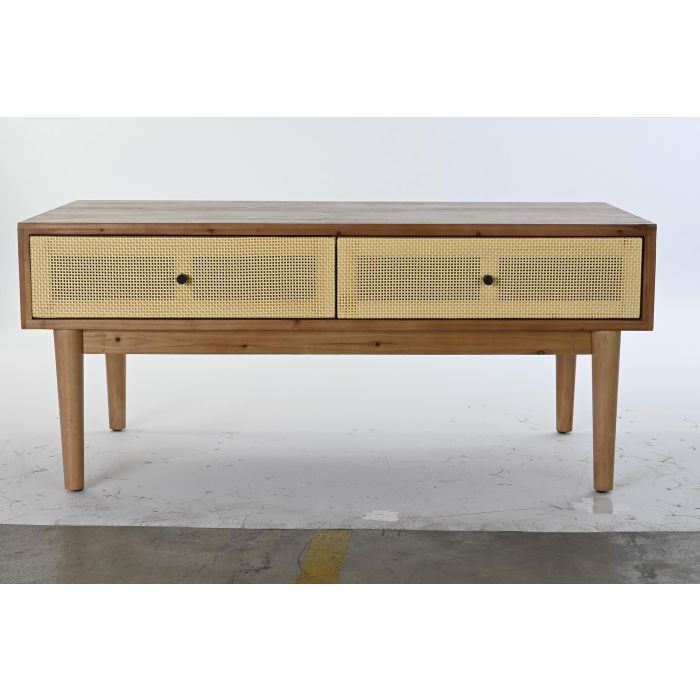 DKD Home Decor Mesa Centro Balines Marron Madera de Abeto y Ratan 106 x 55 x 46 cm 4