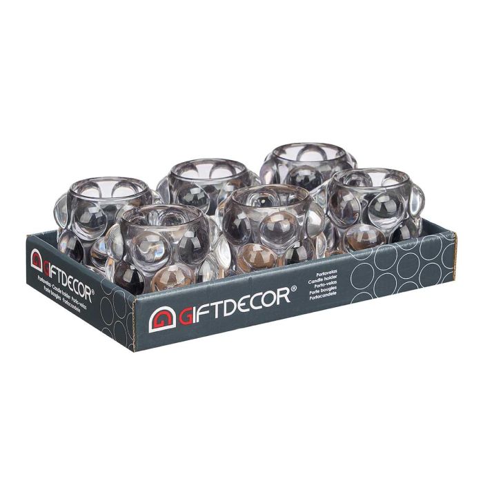 Portavelas Bola Pequeño Gris Giftdecor 8.4x9x8.4 cm Cristal (12 Unidades) 2 Portavelas Bola Pequeño Gris Giftdecor 8.4x9x8.4 cm Cristal (12 Unidades) 2