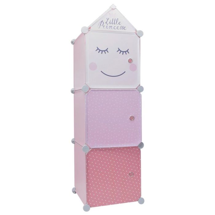 Home Deco Kids Estantería Modular 3 Cubos Rosa para Niños con Puerta y Triángulo Decorativo 2