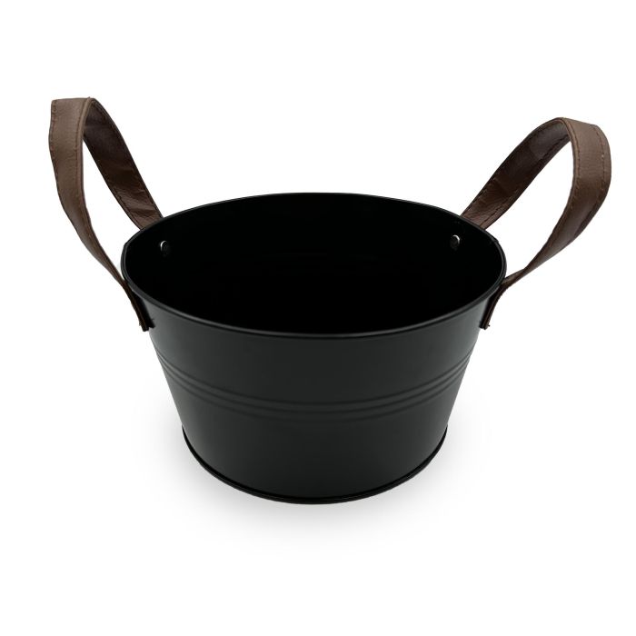 Cubo de Metal con Asas de Piel Negra 20 cm - My Bar por Inde (18 Unidades) 1 Cubo de Metal con Asas de Piel Negra 20 cm - My Bar por Inde (18 Unidades) 1