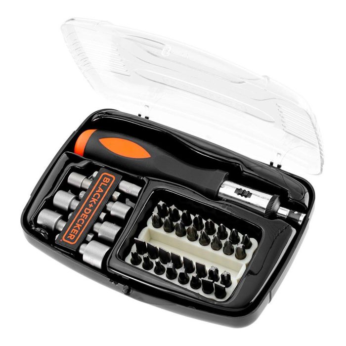 Black+Decker a7062-xj Juego de atornillador de carraca 40 piezas, incluye puntas y llaves