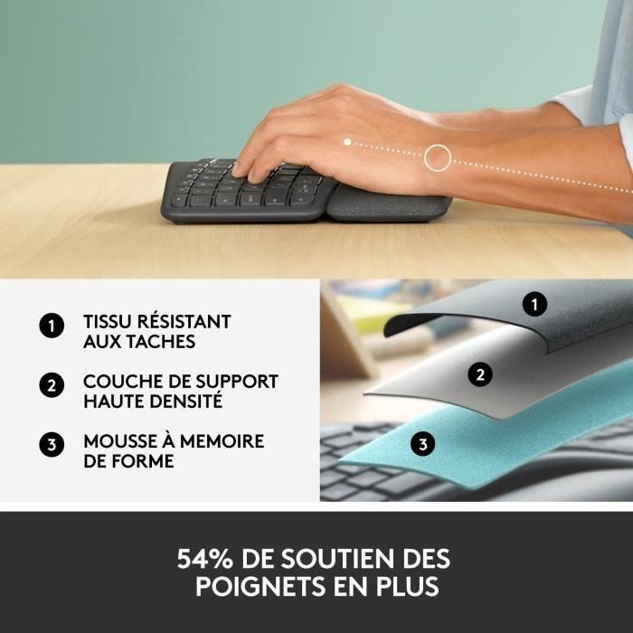 Teclado ergonómico - Inalámbrico - LOGITECH - K860 ERGO - Posición del teclado en dos partes 3 Teclado ergonómico - Inalámbrico - LOGITECH - K860 ERGO - Posición del teclado en dos partes 3