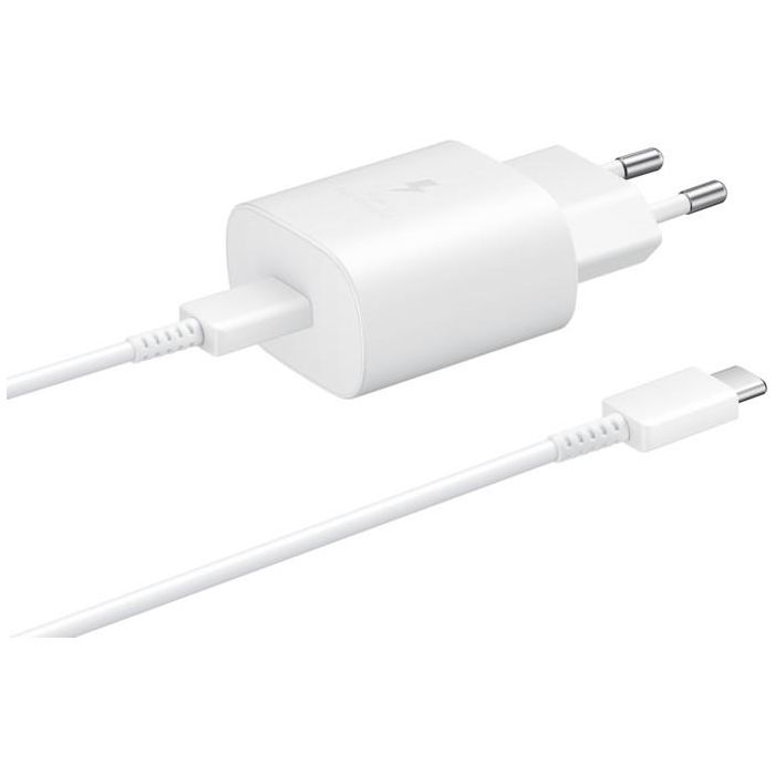 Samsung Cargador Rápido USB Tipo C 25W Blanco OEM con Cable 1m para Galaxy 2