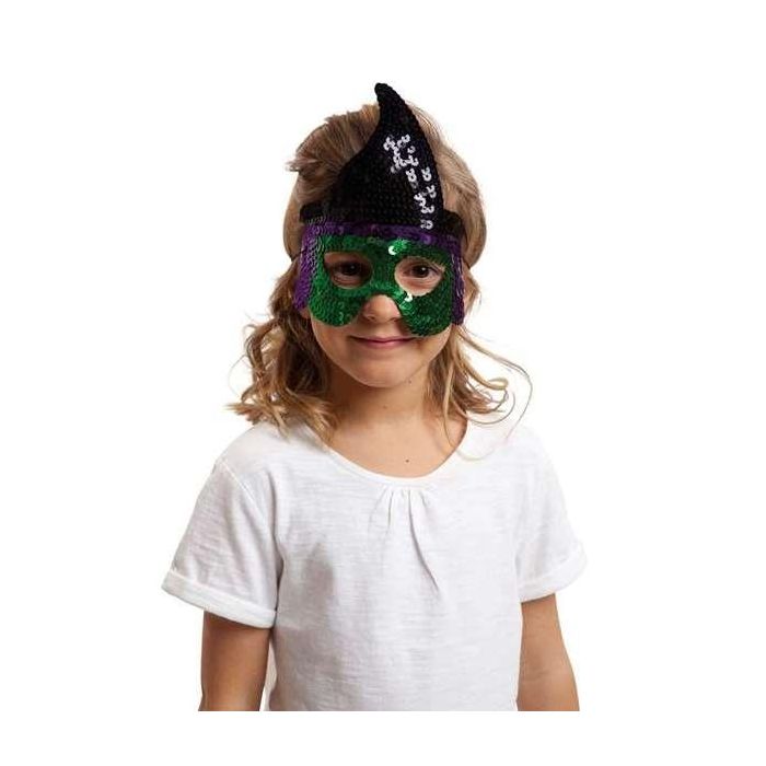 Antifaz de bruja con lentejuelas Antifaz de bruja con lentejuelas