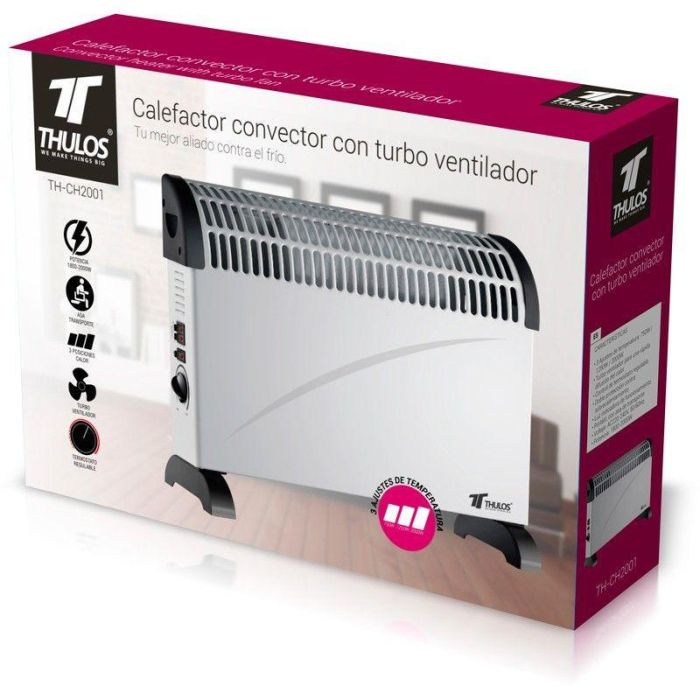 Thulos Convector Turbo CH2001 2000W, 3 Ajustes de Temperatura, Termostato Regulable, Protección Contra Sobrecargas 1 Thulos Convector Turbo CH2001 2000W, 3 Ajustes de Temperatura, Termostato Regulable, Protección Contra Sobrecargas 1