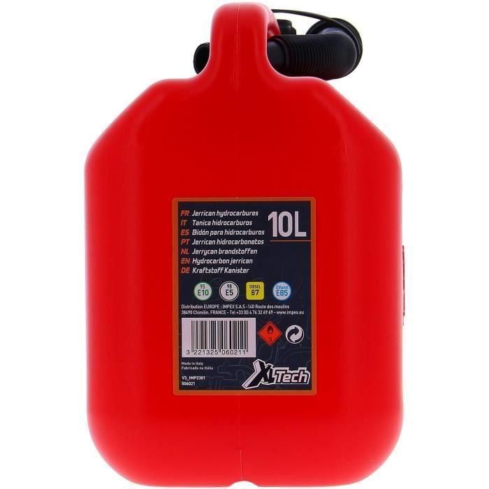 Bidón de plástico - XL TECH - 506021 - Capacidad 10 litros - Especialmente homologado para hidrocarburos 4 Bidón de plástico - XL TECH - 506021 - Capacidad 10 litros - Especialmente homologado para hidrocarburos 4