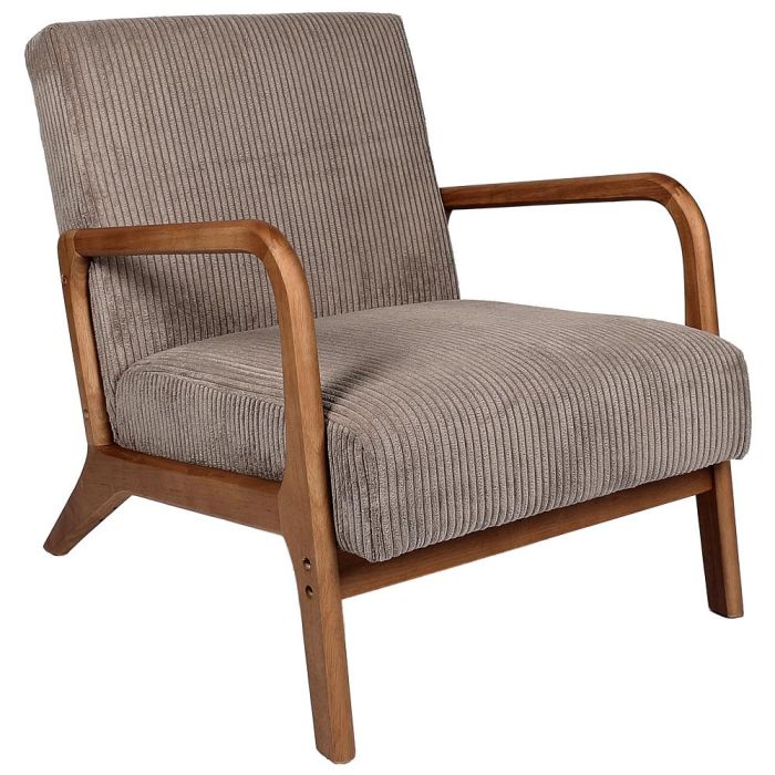 Home Deco Factory Butaca Scott Taupé Colección Cocooning Tapizado Acanalado Poliéster Piel Sintética 64.5x83.5x75 cm 6