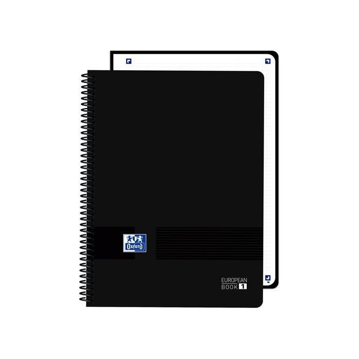 Oxford Europeanbook 1 Live&Go Cuaderno Espiral A4+ 5x5 Microperforado 80 Hojas Tapa Plástico Negro (5 Unidades) (5 Unidades)