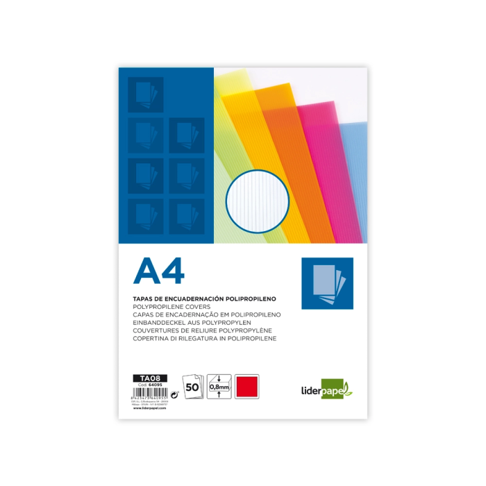 Liderpapel Tapa Encuadernacion Polipropileno Ondulado A4 0.8 mm Rojo Paquete 50 Unidades 1 Liderpapel Tapa Encuadernacion Polipropileno Ondulado A4 0.8 mm Rojo Paquete 50 Unidades 1