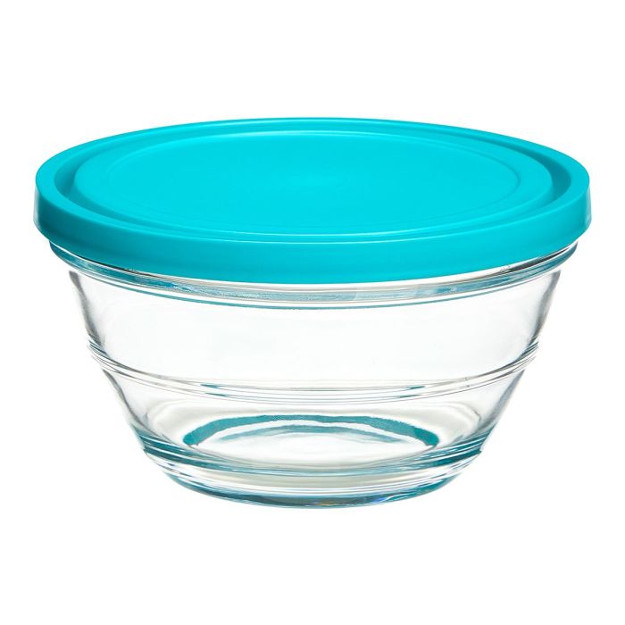 Vivalto Set 5 Fiambreras Redondas Cristal Azul 2.4L 1.1L 600ML 280ML 180ML (Set de 6) 2