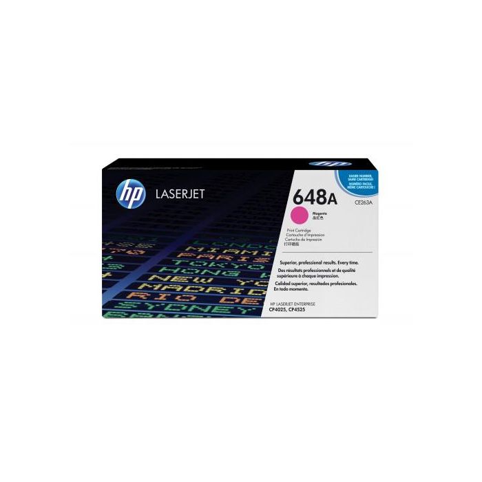 HP CE263A Tóner Original Color LaserJet 648A Magenta, Rendimiento Estándar, 11.000 Páginas, Cartucho 1-Pack