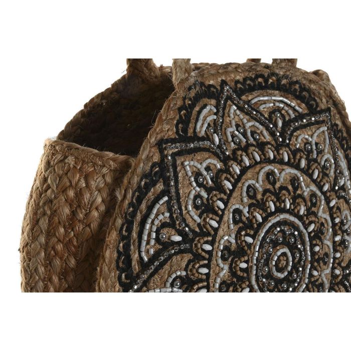 Bolso Mediterraneo DKD Home Decor Natural Negro 12 x 36 x 36 cm (2 Unidades) 4