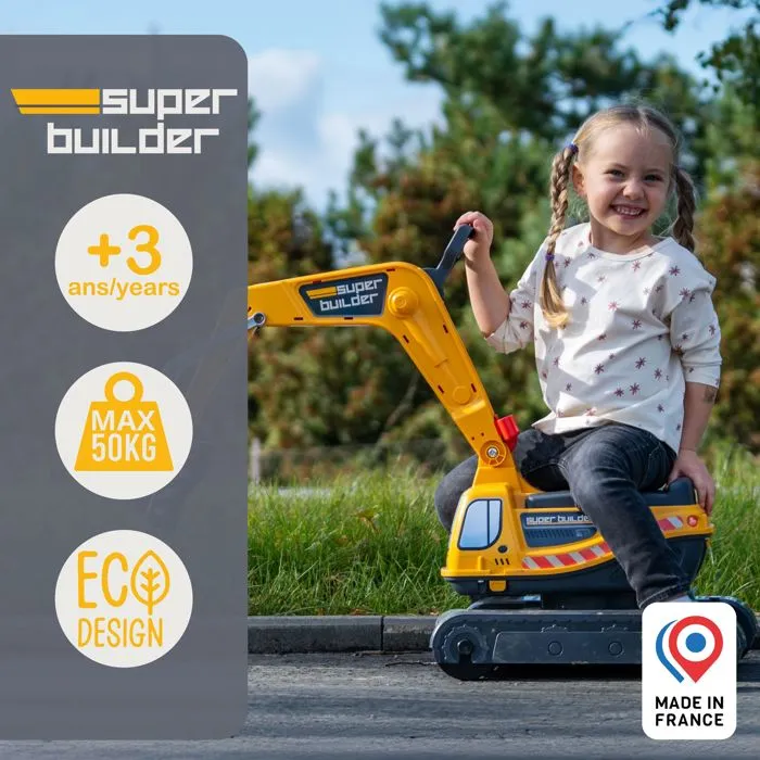 Falk Excavadora Power Shift - Excavadora con excavadora totalmente articulada, cabina giratoria 360°, para niños a partir de 2 años, Amarillo 2