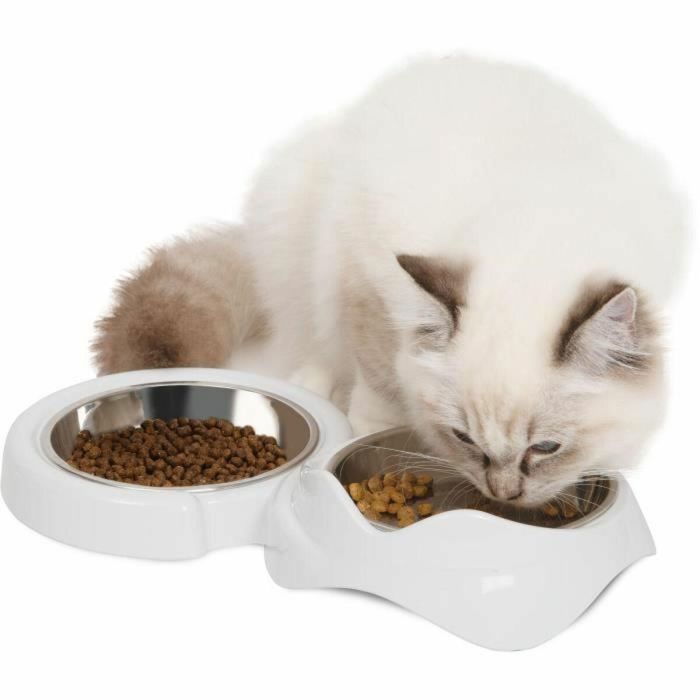 Comedero para gatos - CATIT - PIXI - 2 x 200 ml - Doble - Cuencos extraíbles de acero inoxidable - Blanco 3 Comedero para gatos - CATIT - PIXI - 2 x 200 ml - Doble - Cuencos extraíbles de acero inoxidable - Blanco 3
