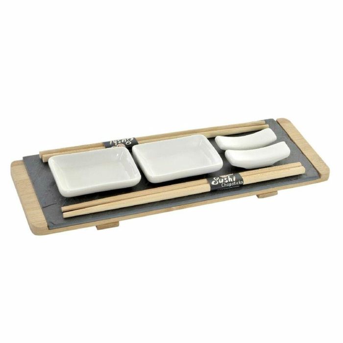 Sushi Oriental DKD Home Decor Negro Natural 10 x 3.5 x 30 cm Set de 9