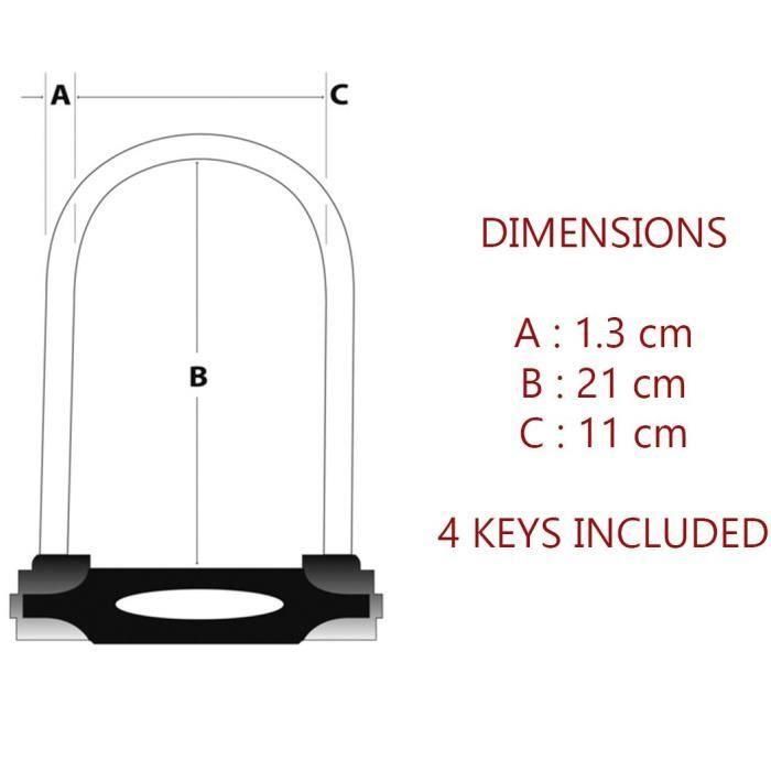 MASTER LOCK U Candado para bicicleta [Con llave] [Soporte universal para bicicleta] [Candado certificado] [Rojo] 8195EURDPROCOLR 3