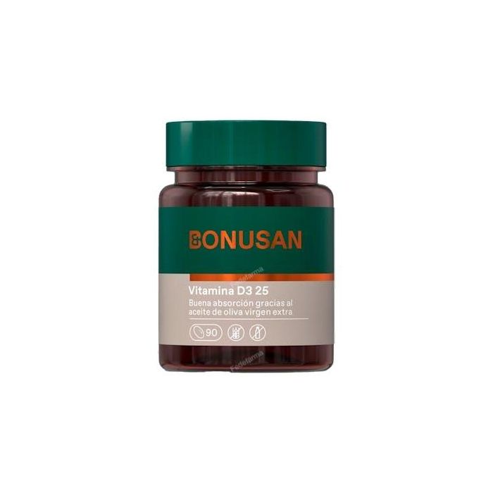 BONUSAN Vitamina D3 25 mcg / 1000 UI, contribuye al sistema inmunitario y huesos, 90 cápsulas de gel fáciles de tragar