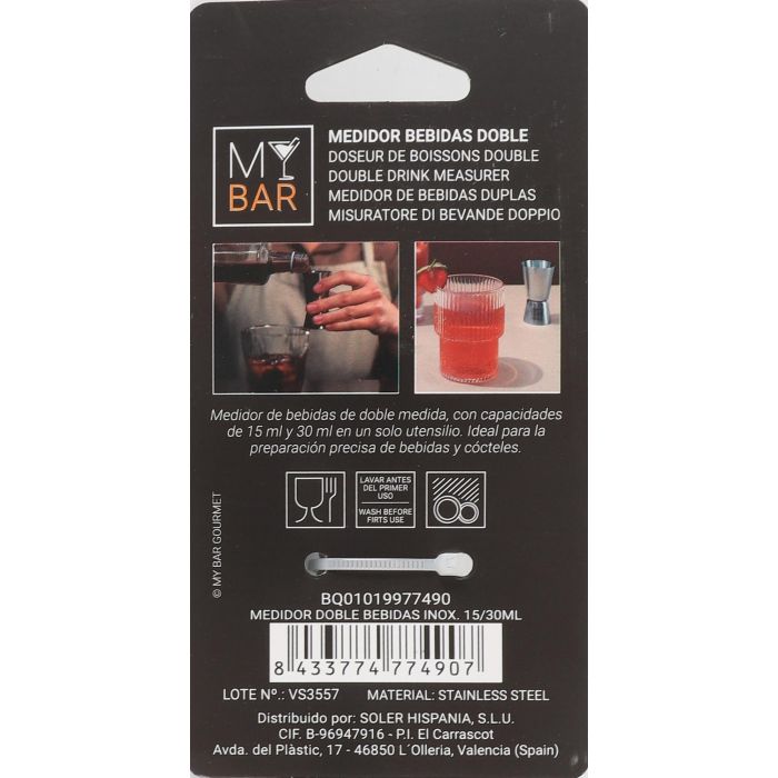 My Bar Medidor Doble para Bebidas de Acero Inoxidable 15/30 ml 13