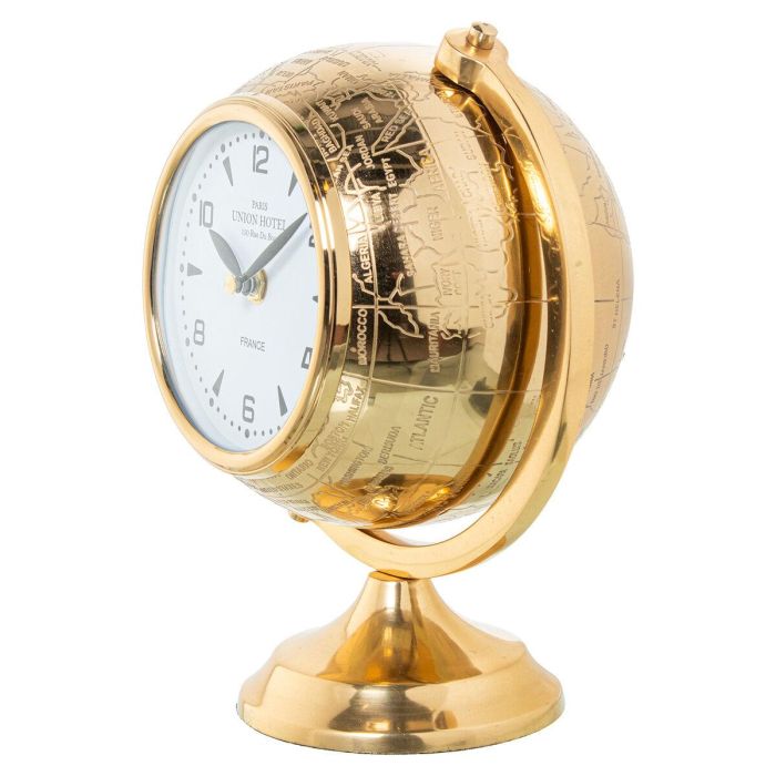 Reloj de Mesa Alexandra House Living Dorado Metal Globo Terraqueo 24 x 20 x 16 cm 6