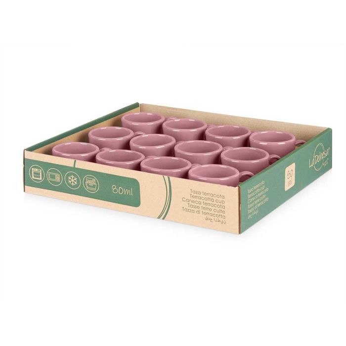 Taza Cafe Barro 80Ml Asa Rosa La Dehesa 8X5CM (24 Unidades) 2 Taza Cafe Barro 80Ml Asa Rosa La Dehesa 8X5CM (24 Unidades) 2