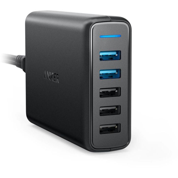 Anker PowerPort Speed 5 Charger 5-Port USB-A 63W black 1 Anker PowerPort Speed 5 Charger 5-Port USB-A 63W black 1