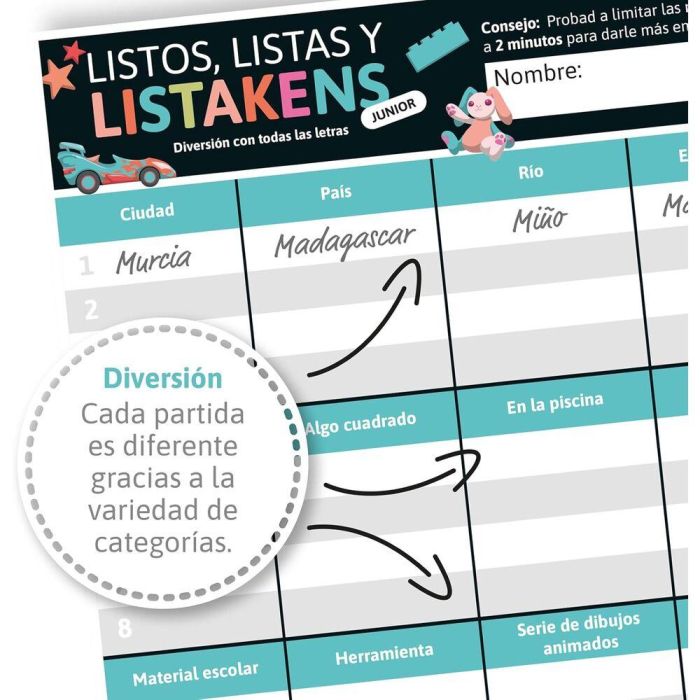 Juego mesa Listos Listas y Listakens Junior español 2