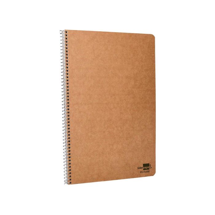 Cuaderno Espiral Liderpapel Folio Ecouse Tapa Cartulina Kraft 80H Papel Reciclado 80 gr Cuadro 4 mm Con Margen 8 unidades 4