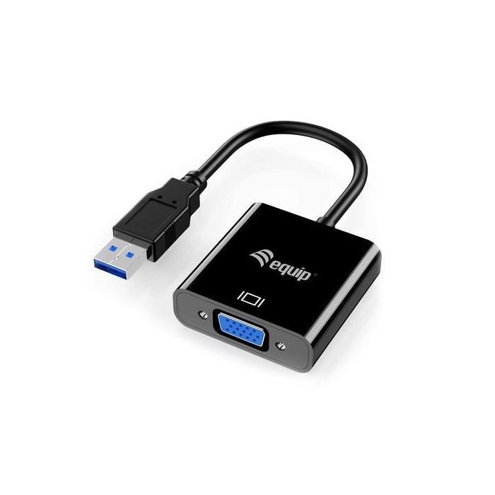 Equip Adaptador USB 3.0 Macho a VGA Hembra, soporta hasta 1920x1080/60Hz, compatible con Windows y Mac OS